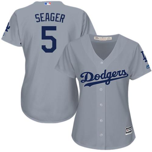 Dodgers #5 Corey Seager Grey Alternate Road Women's Stitched MLB Jersey - Click Image to Close